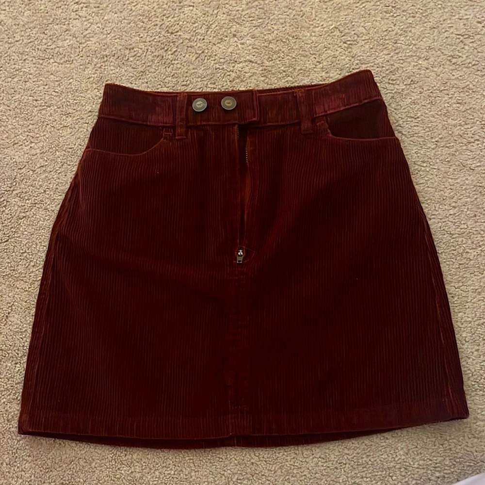 Hollister red corduroy ultra high rise skirt